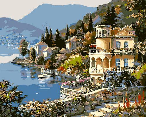 Landschaft Wasser Stadt Malen Nach Zahlen Für Erwachsene GX964