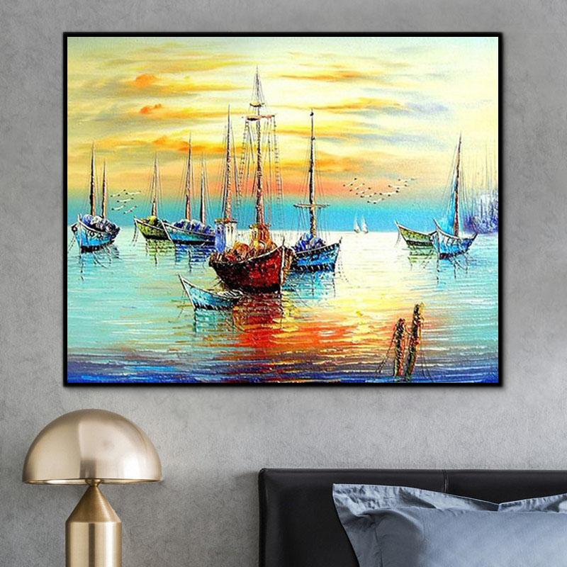 Landschaft Boote Malen Nach Zahlen Für Erwachsene PH9231