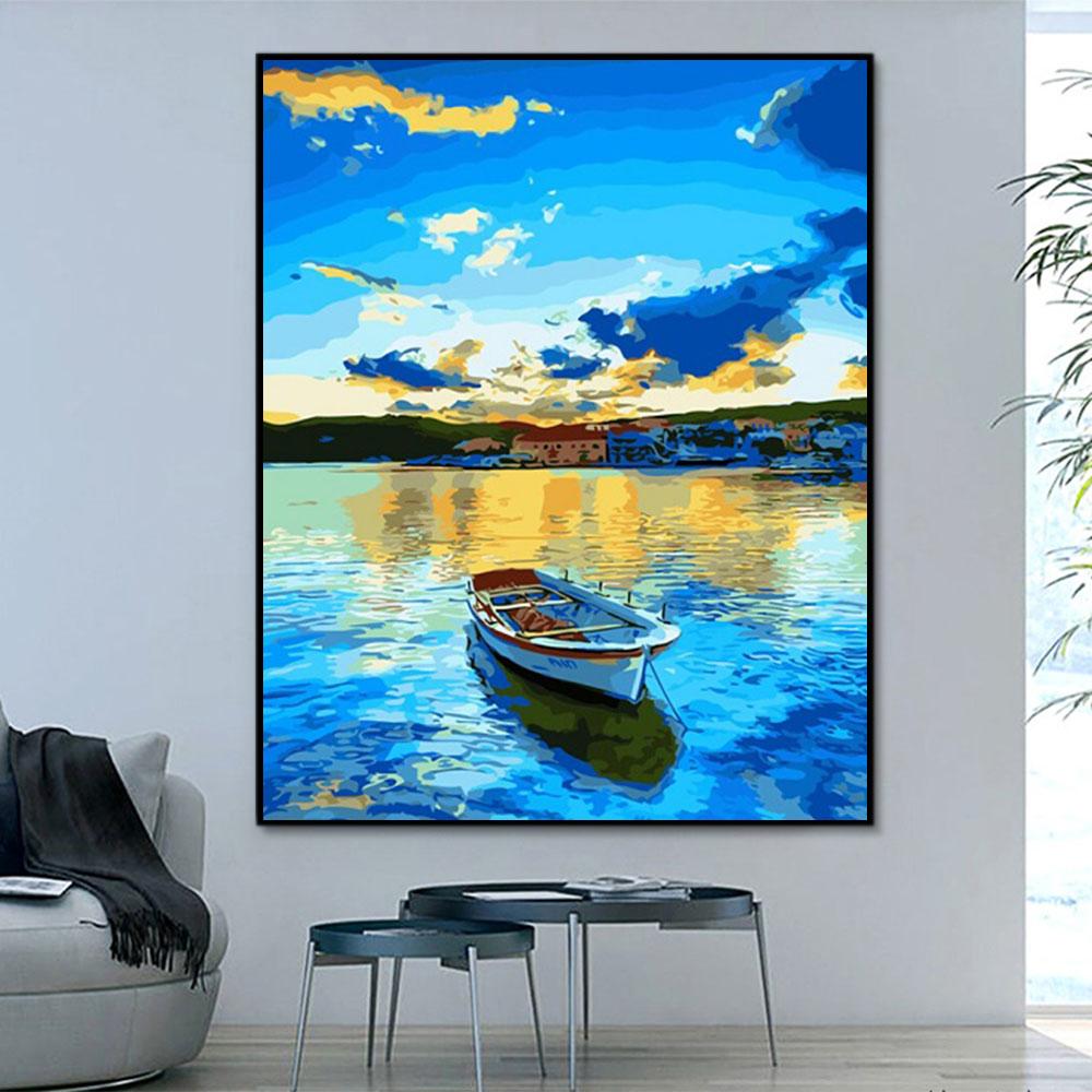 Landschaft Boote Malen Nach Zahlen Für Erwachsene PH9465