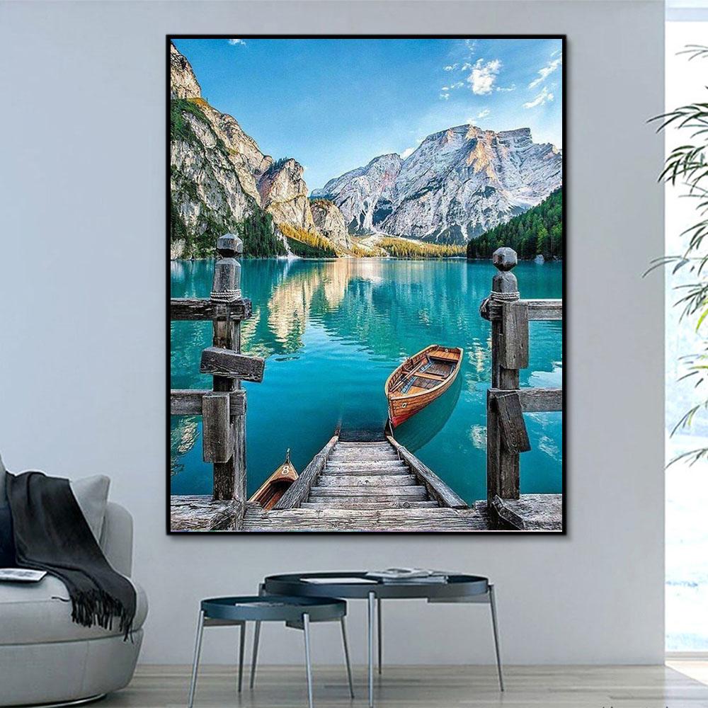 Landschaft Berg See Malen Nach Zahlen Für Erwachsene RA3303