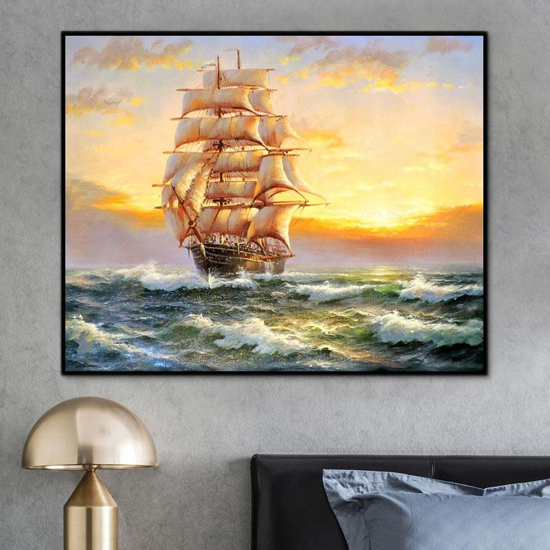 Landschaft Segelboot Malen Nach Zahlen Für Erwachsene RSB8183