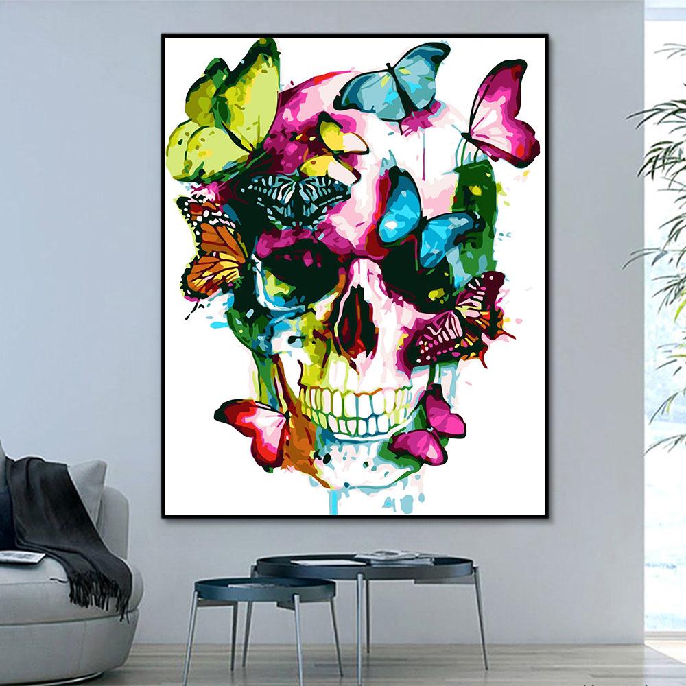 Beliebtes Muster Schädel Masterpiece Malen nach Zahlen HQD1346
