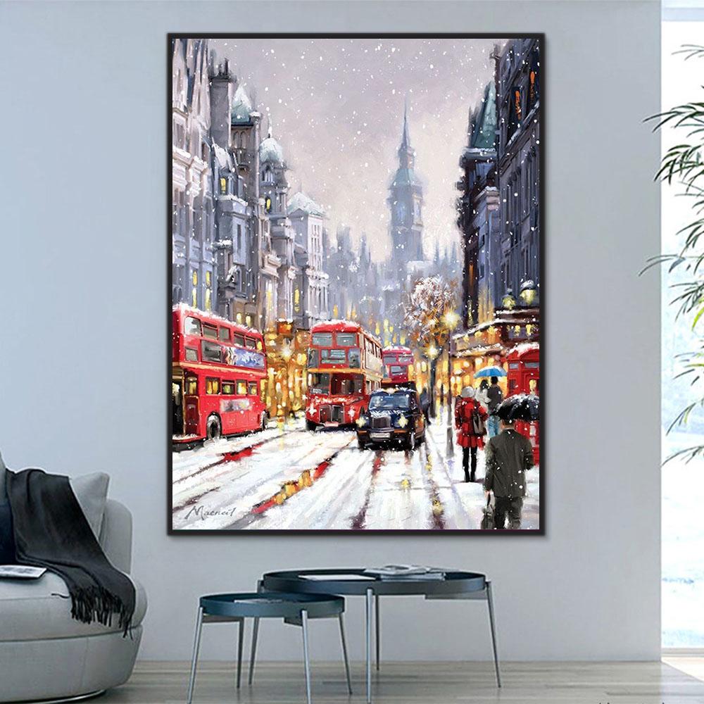 Landschaft London Winter Malen Nach Zahlen Mit Rahmen HQD1227