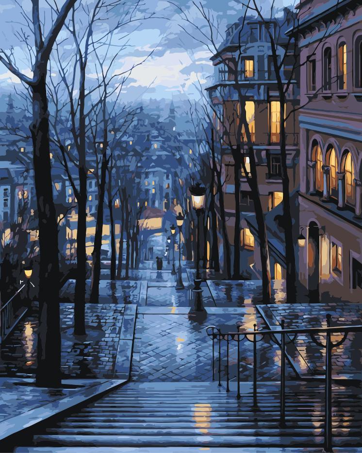 Landschaft Stadt Malen Nach Zahlen Für Erwachsene HQD1400