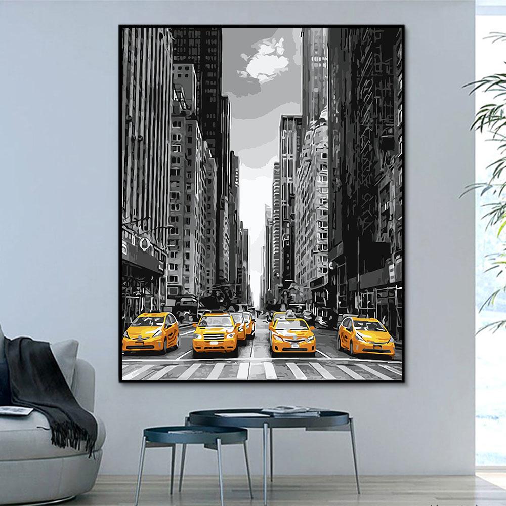 Landschaft New York Malen Nach Zahlen Mit Rahmen HQD1221