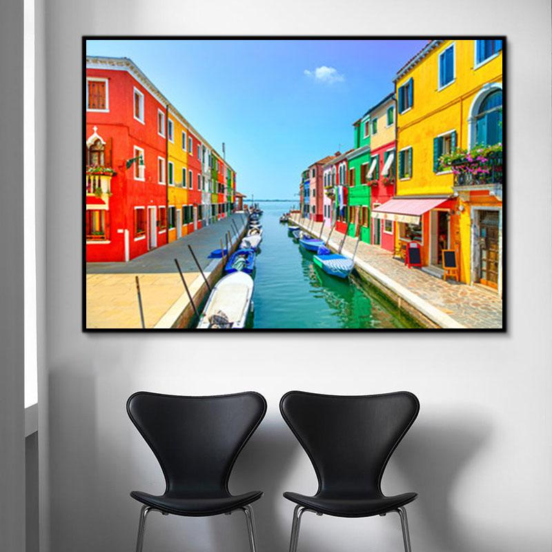 Landschaft Wasser Stadt Malen Nach Zahlen Für Erwachsene Y5009