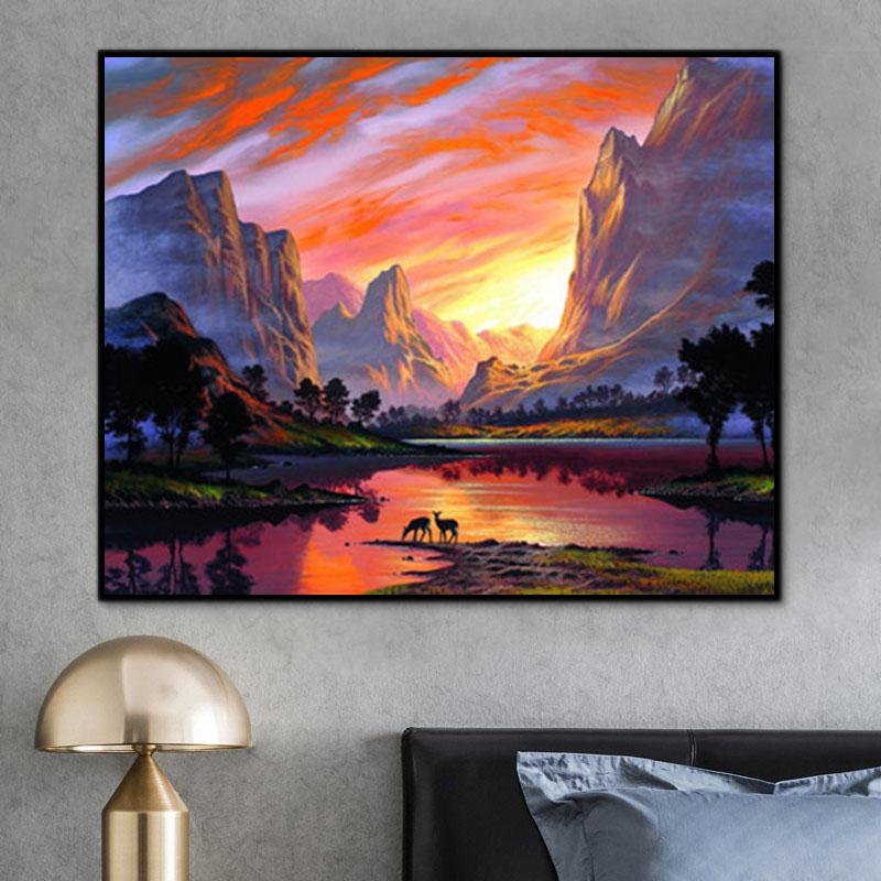 Natürlich Berg See Malen Nach Zahlen Für Erwachsene Y5145