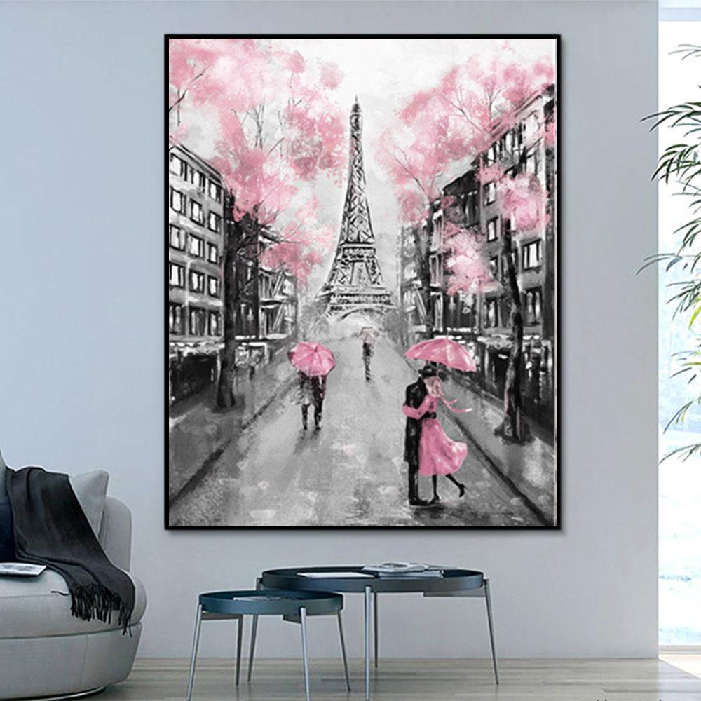 Landschaft Eiffel Turm Malen Nach Zahlen Mit Rahmen Y5247