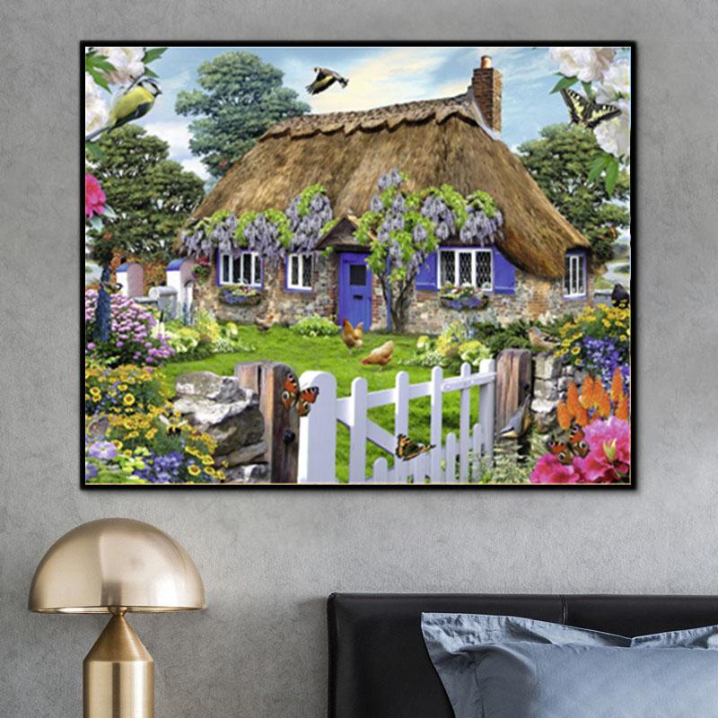 Landschaft Haus Malen Nach Zahlen Für Erwachsene Y5335