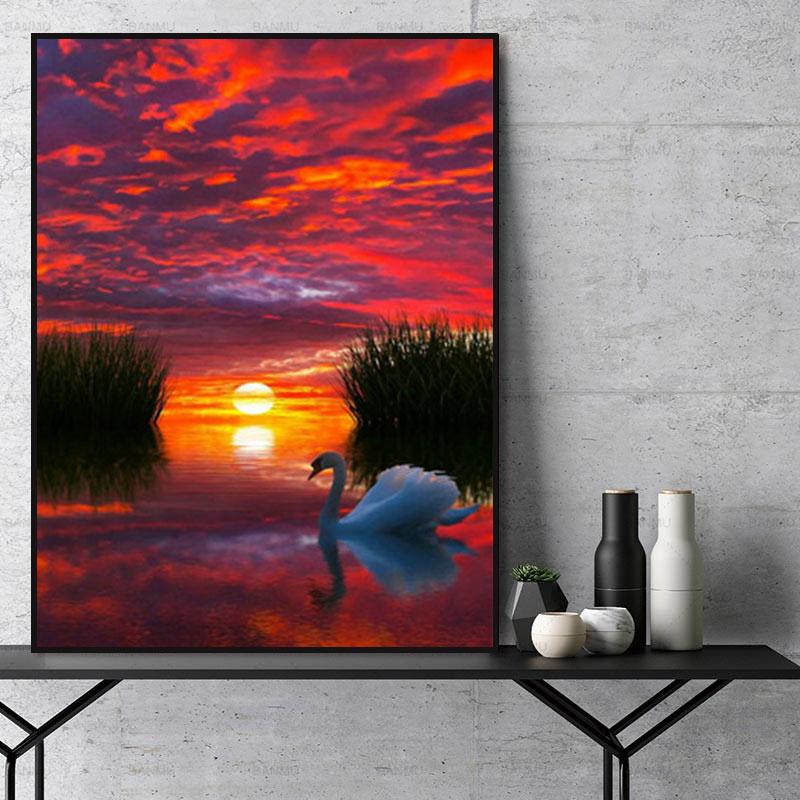 Landschaft Sonnenuntergang Malen Nach Zahlen Mit Rahmen Y5510