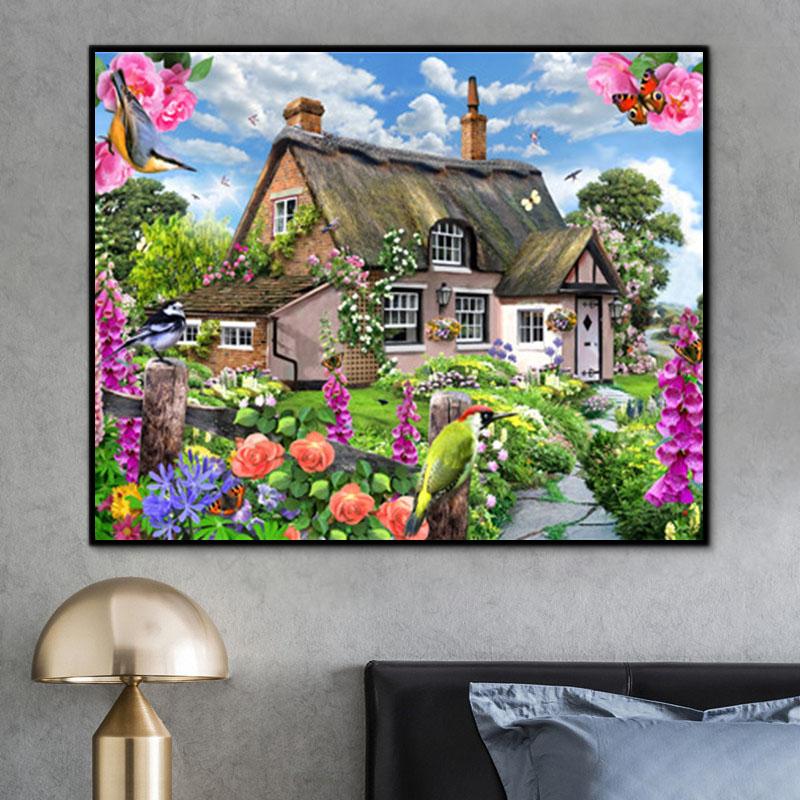 Landschaft Haus Malen Nach Zahlen Für Erwachsene Y5714