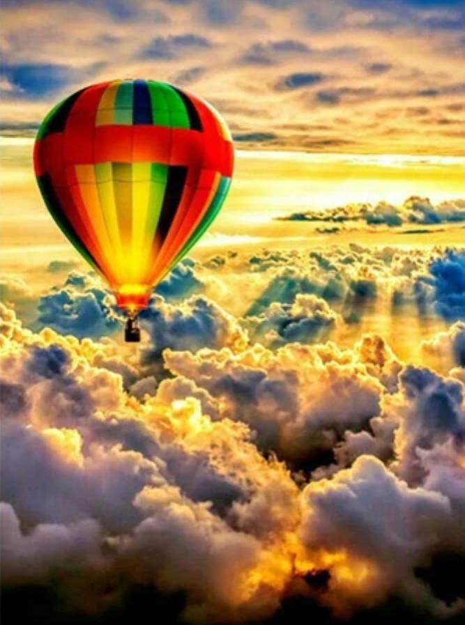 Landschaft Heißluftballon Malen Nach Zahlen HQD1388