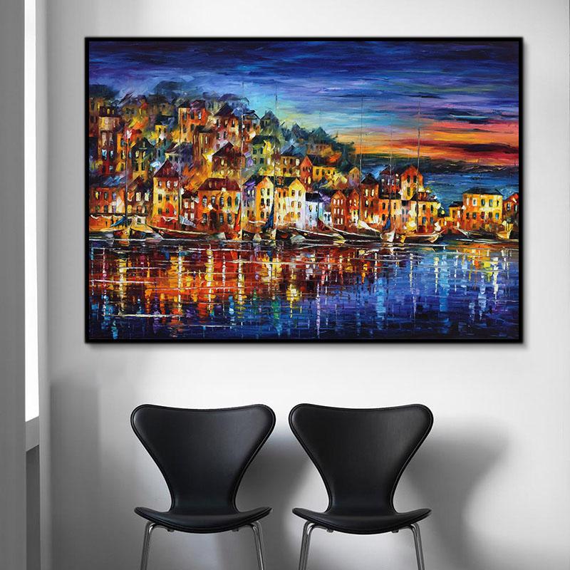 Landschaft Wasser Stadt Malen Nach Zahlen Für Erwachsene HQD1230