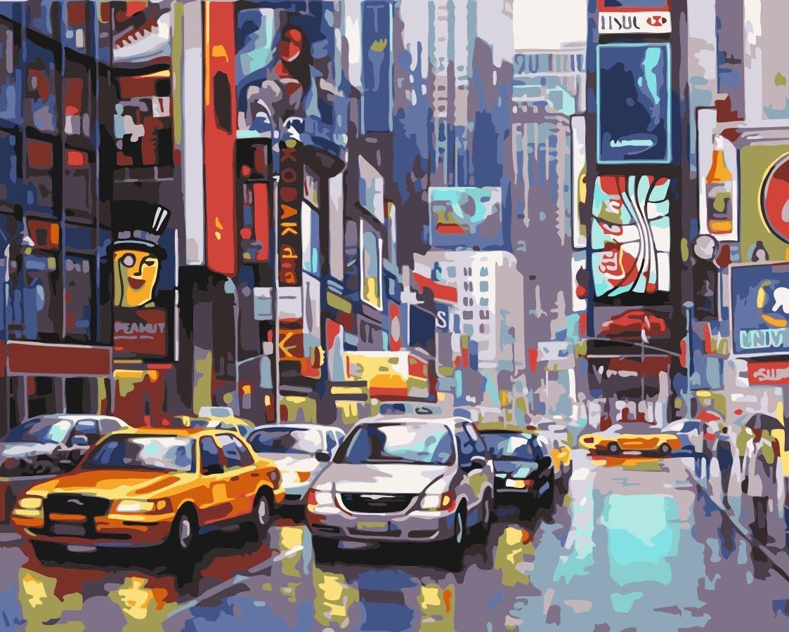 Landschaft Time Square Malen Nach Zahlen Mit Rahmen HQD1403