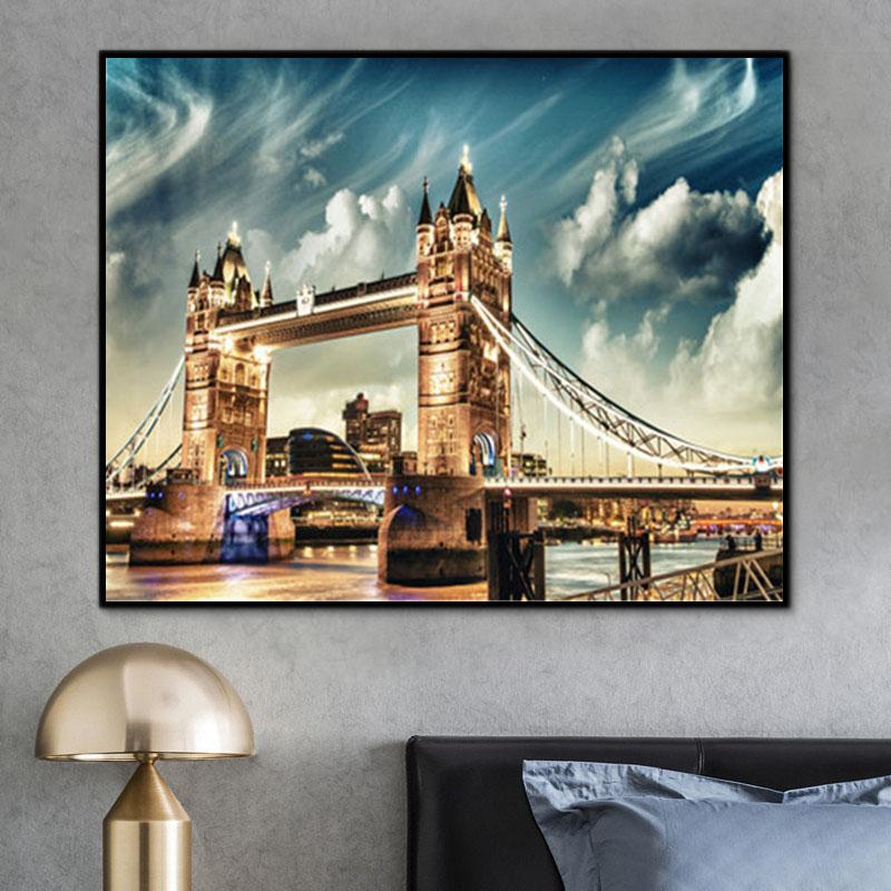 Landschaft Turm Brücke London Malen Nach Zahlen Y5036